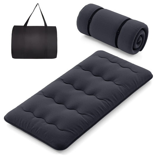 LIVSK Draagbare Futonmatras - Multifunctioneel als Slaapmat, Speelmat of Campingmatras - Afneembare Wasbare Hoes - Zwart 200 x 90