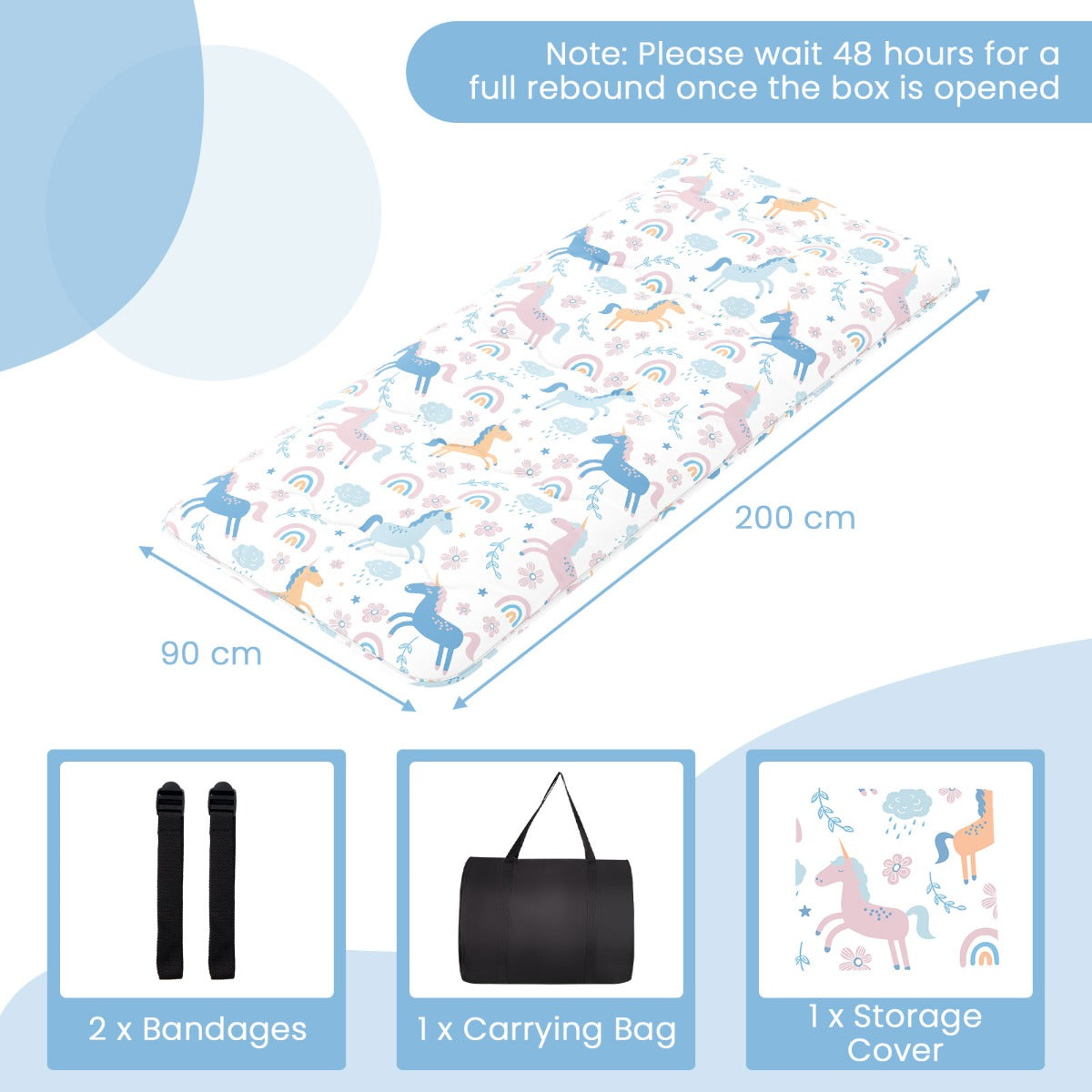 LIVSK Multifunctionele Matras - Draagbaar als Futon, Speelmat of Campingmatras - Afneembare Hoes - 200 x 90 x 10 cm - Kleurrijk