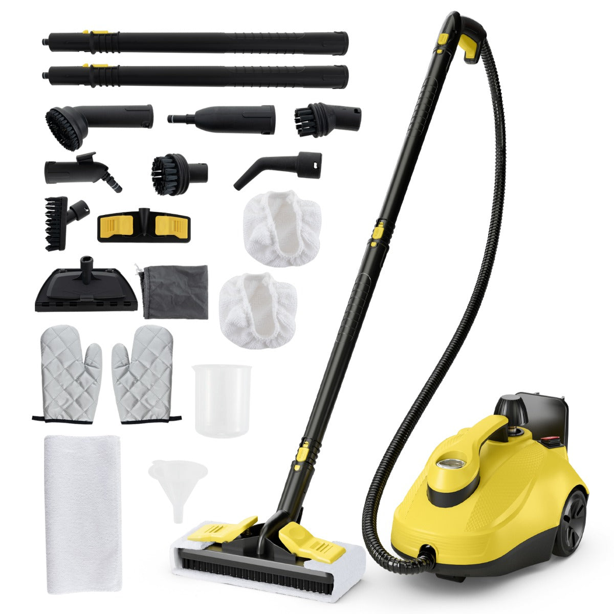 LIVSK Stoomreiniger 2000W - 5 Bar Hoge Druk - 1,8L Tank - Snelle Opwarmtijd - Inclusief Accessoires - Geel