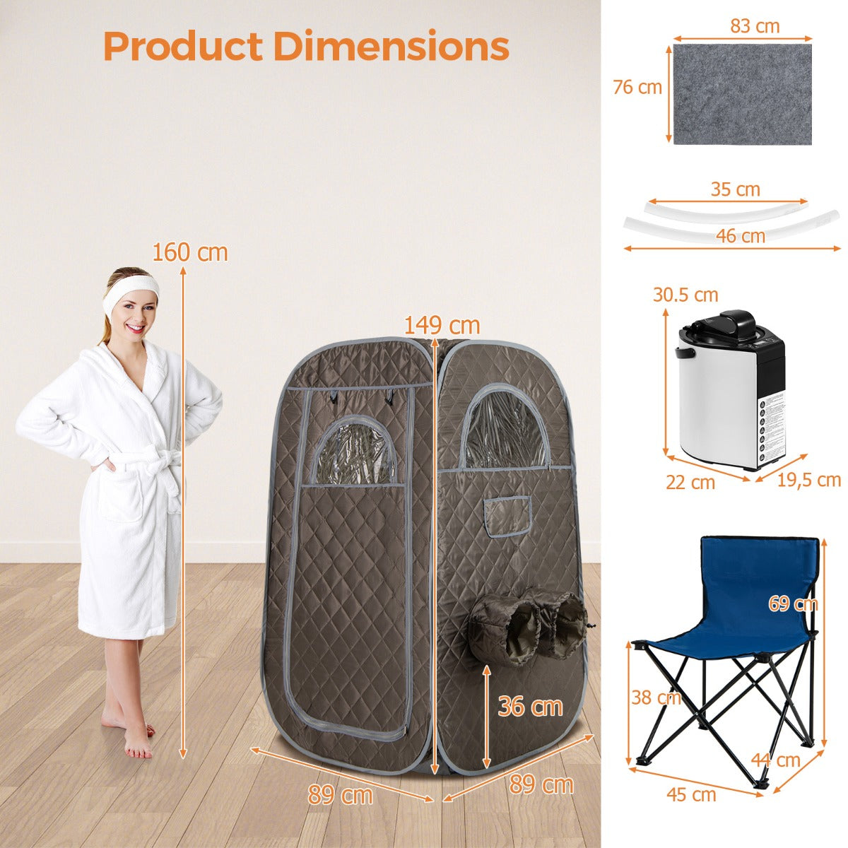 LIVSK Persoonlijke Stoomsauna - 1000 W Stoomgenerator - 9 Temperatuurinstellingen - Multifunctionele Beenopeningen - 89 x 89 x