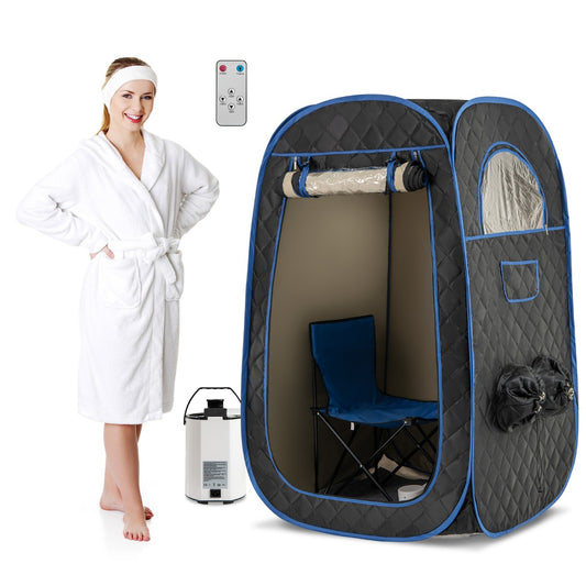 LIVSK Draagbare Stoomsauna voor Thuis - 1000 W Stoomgenerator - 9 Temperatuur- en Timerinstellingen - Inclusief Opvouwbare Stoel