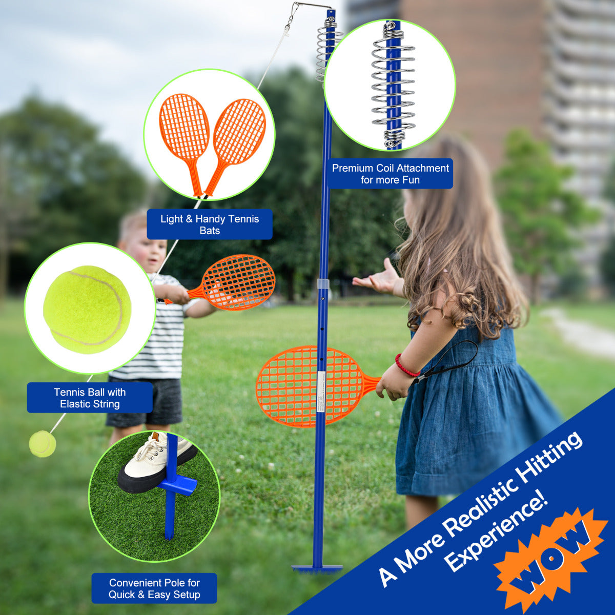 Livsk costway draagbare tetherball set 3 niveaus in hoogte verstelbare set met bal twistball set 1 1