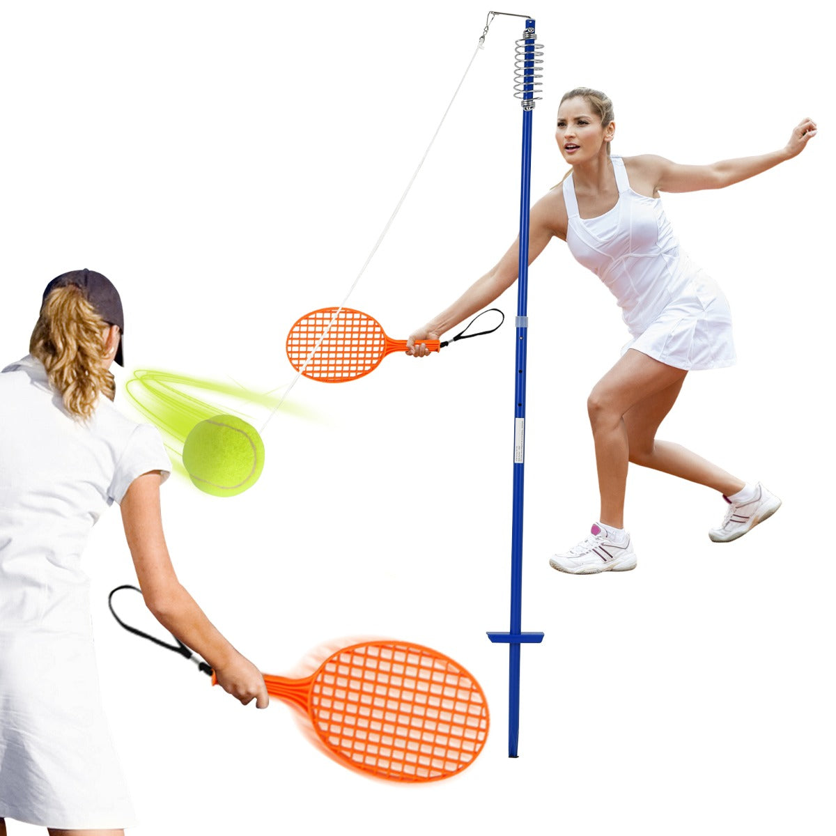 Livsk costway draagbare tetherball set 3 niveaus in hoogte verstelbare set met bal twistball set
