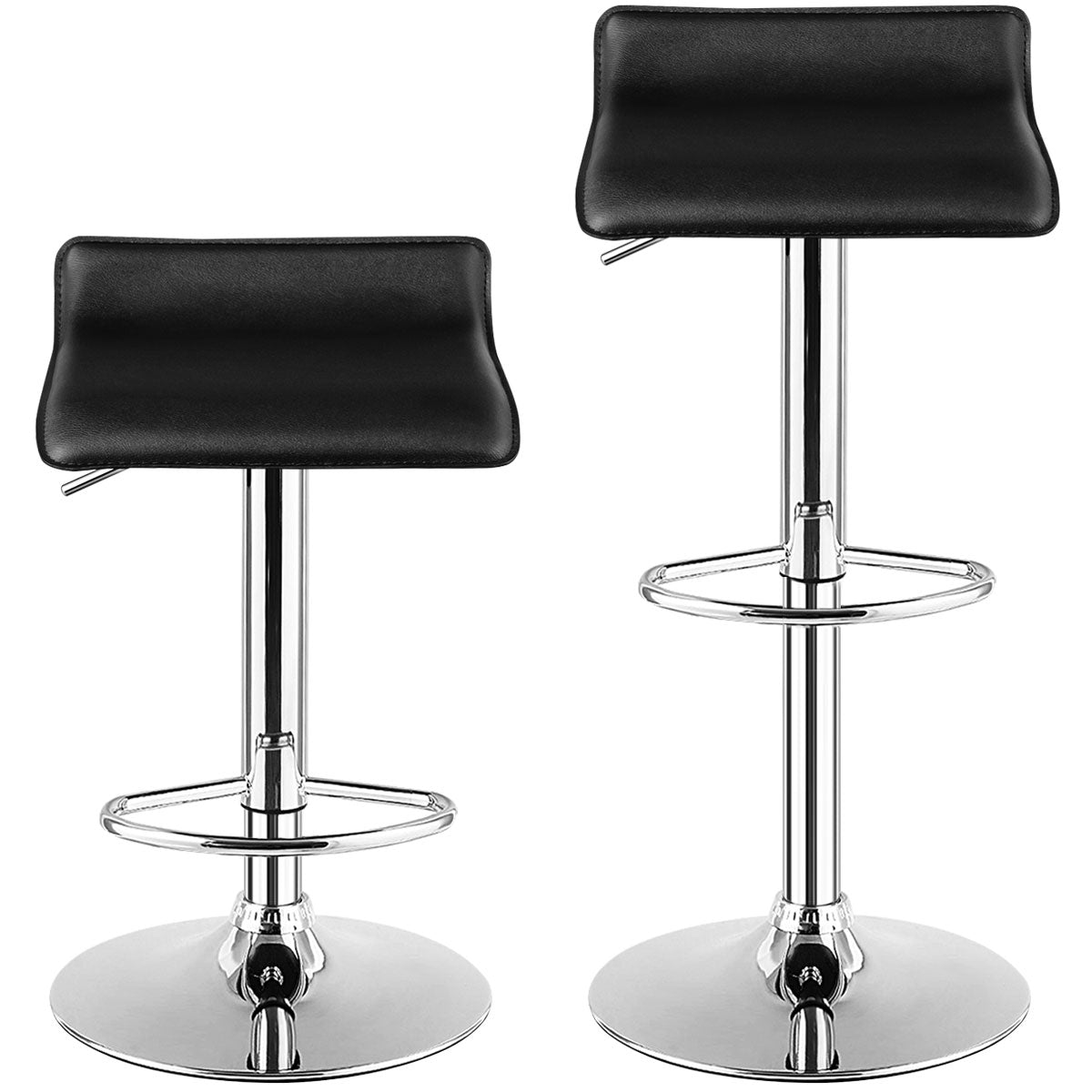 LIVSK Draaibare Barkrukken met Rugleuning - Hoogwaardig PU-Leer - In hoogte verstelbaar 66-86 cm - Antislip Basis - Zwart