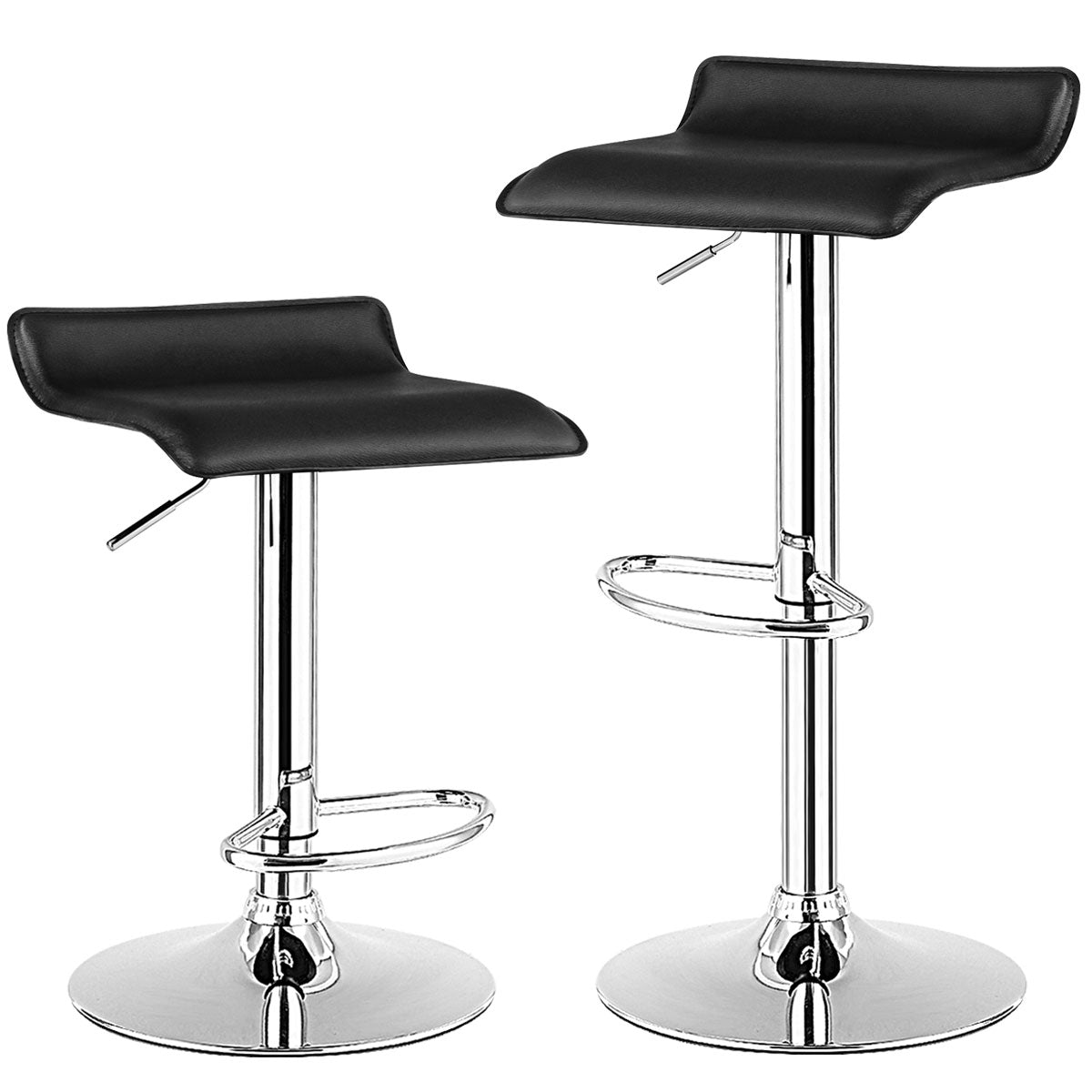 LIVSK Draaibare Barkrukken met Rugleuning - Hoogwaardig PU-Leer - In hoogte verstelbaar 66-86 cm - Antislip Basis - Zwart