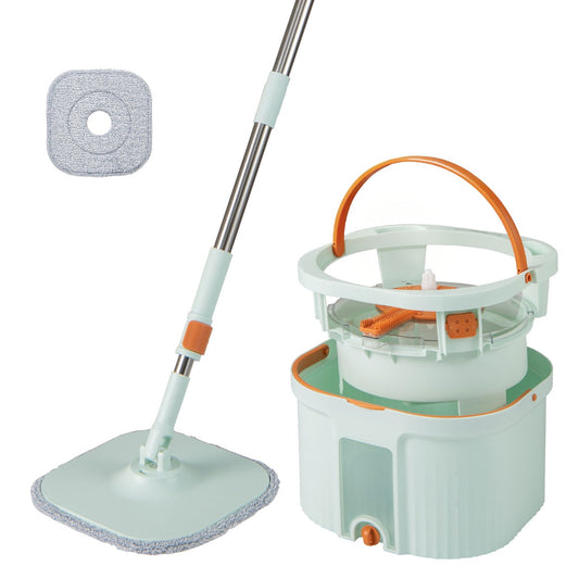 LIVSK Spinmop- en Emmerset - 360° Draaibaar - Gescheiden Watersysteem - Herbruikbare Mopkussens - Lichtgroen