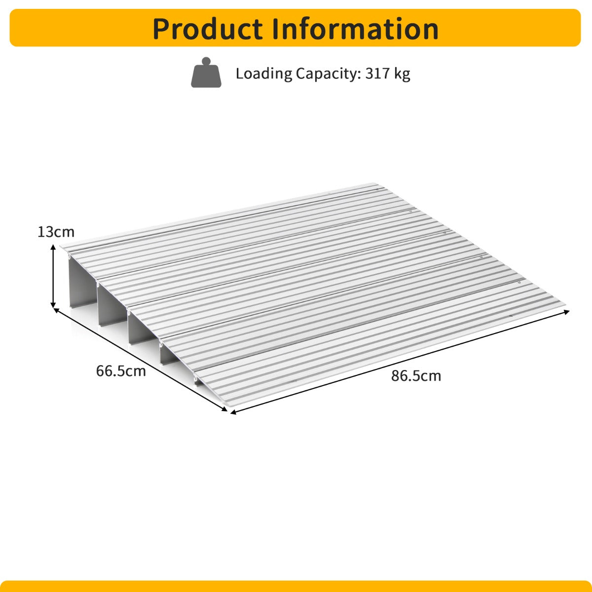 LIVSK Oprijplaat 7-13 cm Verstelbaar - Aluminium Frame - Antislip - Tot 317 kg - Eenvoudige Montage - Zilver