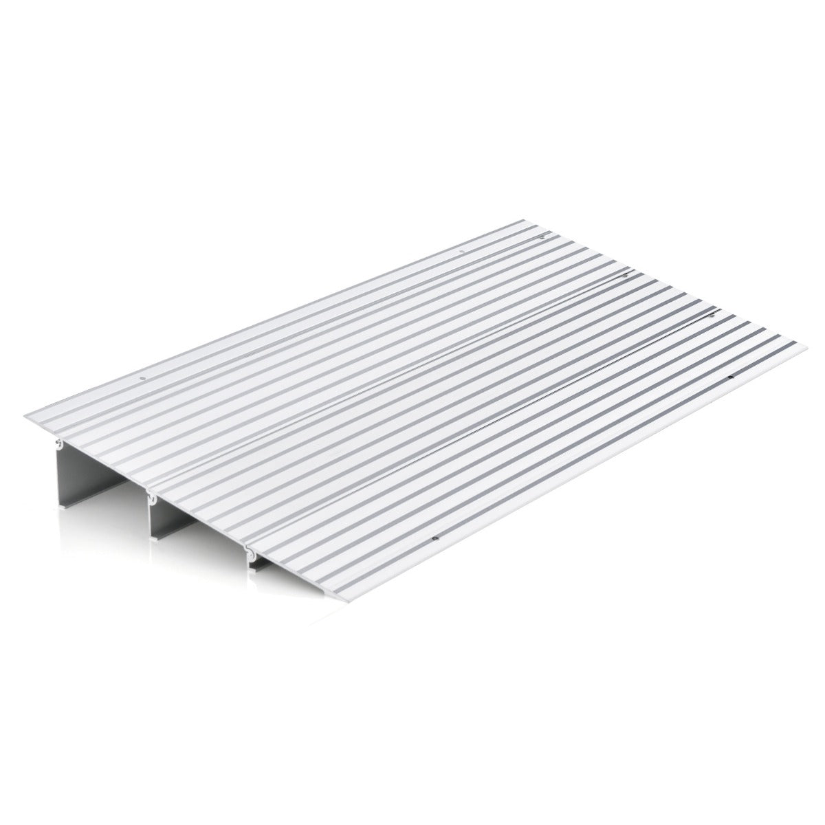 LIVSK Drempeloprijplaat - Verstelbaar Aluminium Frame - Tot 317 kg Draagvermogen - Antislip - 86,5 x 41,5 x 8,5 cm - Zilver