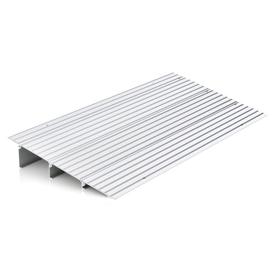 LIVSK Drempeloprijplaat - Verstelbaar Aluminium Frame - Tot 317 kg Draagvermogen - Antislip - 86,5 x 41,5 x 8,5 cm - Zilver