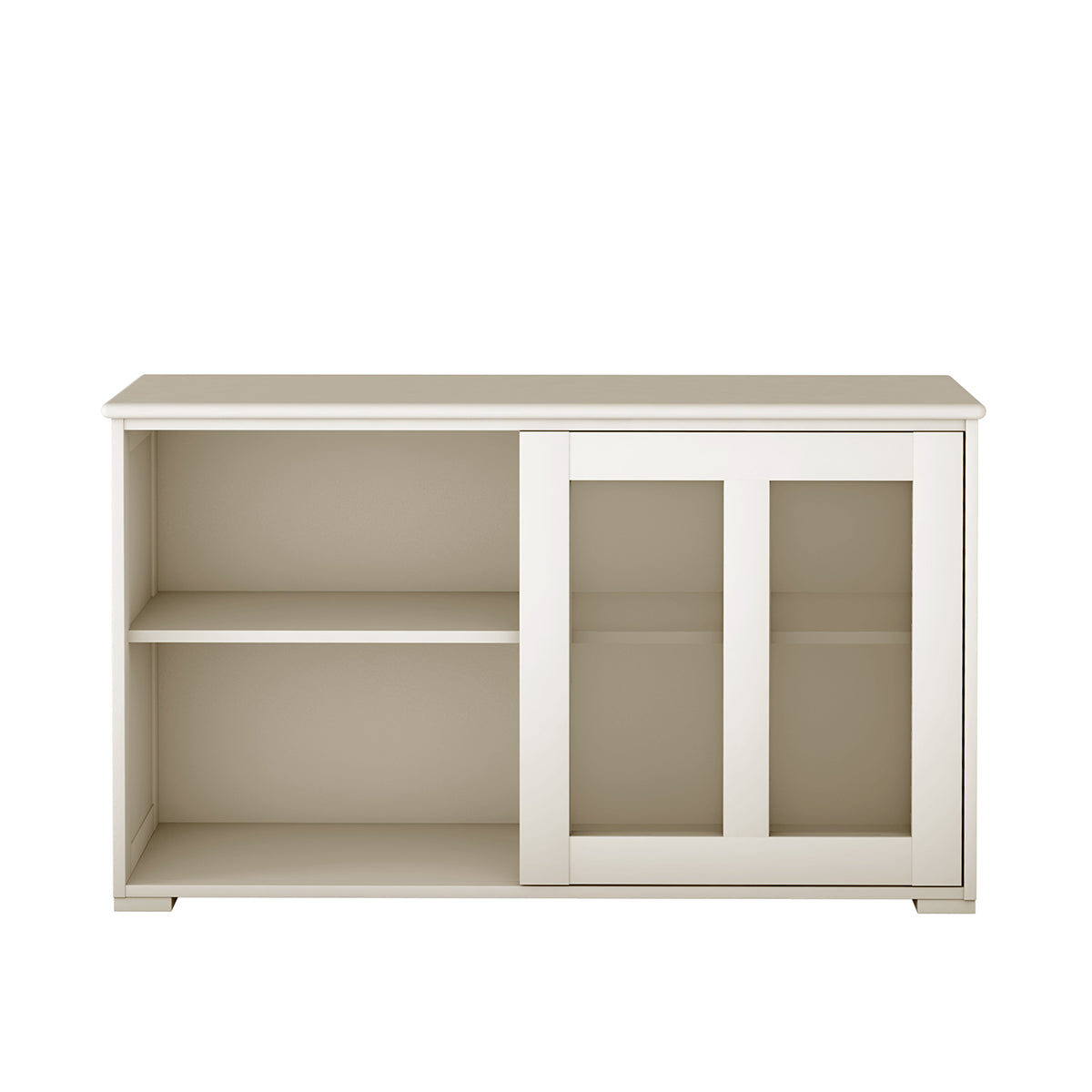 LIVSK Dressoir met Verstelbare Plank - Gehard Glas - Ruime Opbergruimte - Eenvoudig te Monteren - 106,5 x 33 x 62,5 cm - Crèmewit