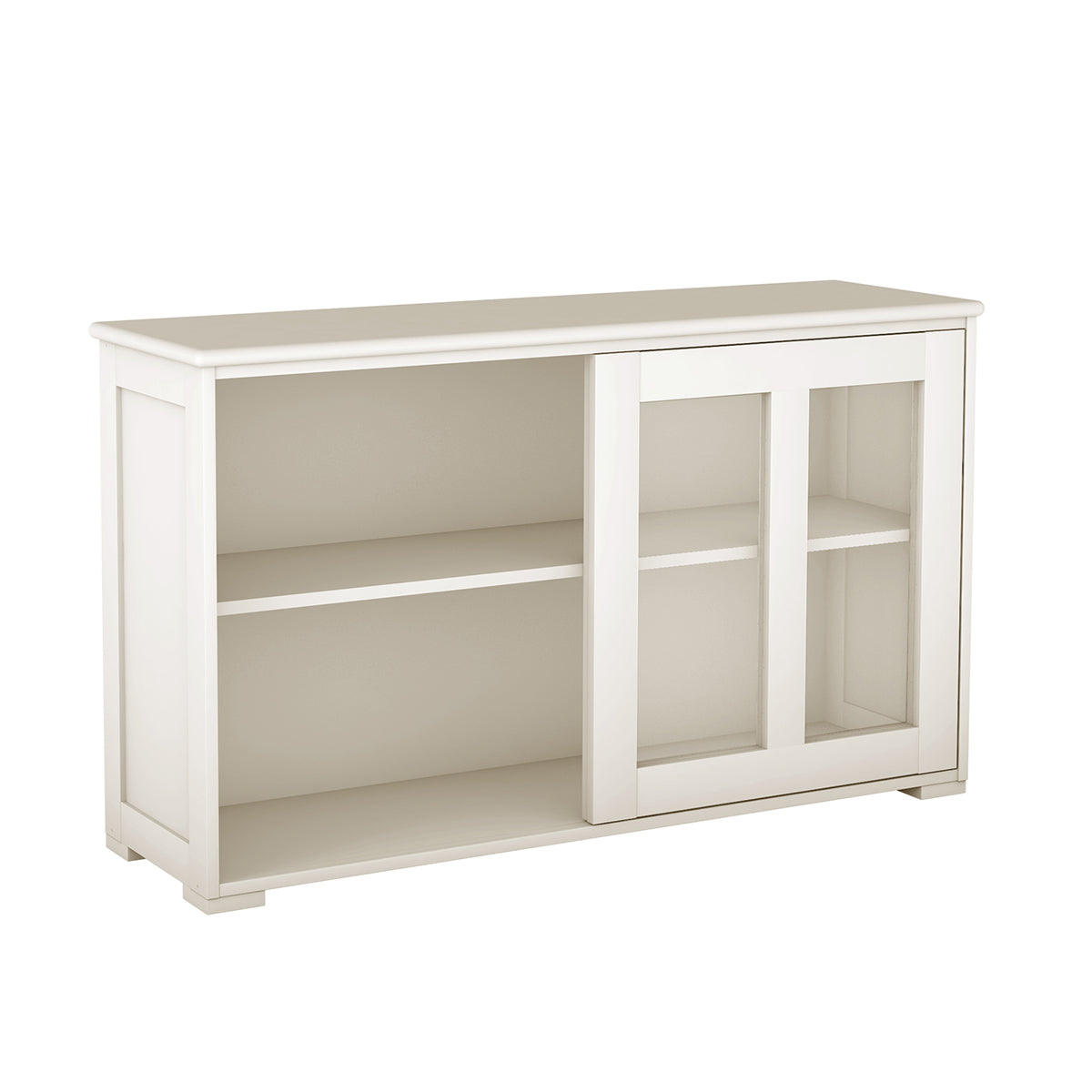 LIVSK Dressoir met Verstelbare Plank - Gehard Glas - Ruime Opbergruimte - Eenvoudig te Monteren - 106,5 x 33 x 62,5 cm - Crèmewit
