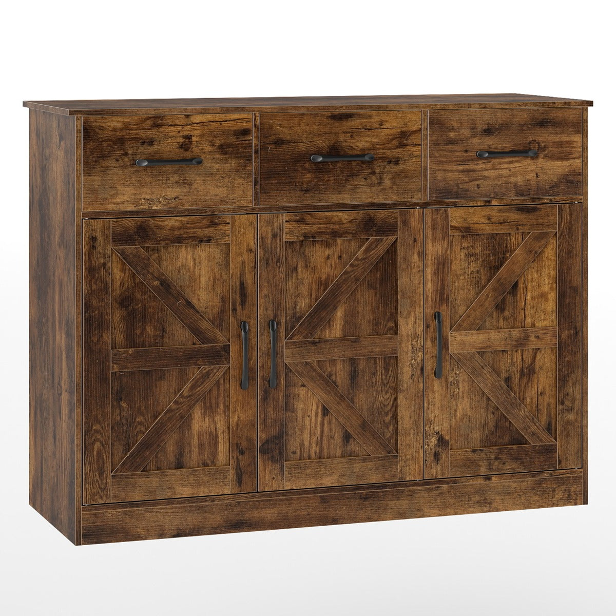 Livsk costway dressoir met laden 108 cm breed opbergmeubel met verstelbare planken en kastdeuren 1 1