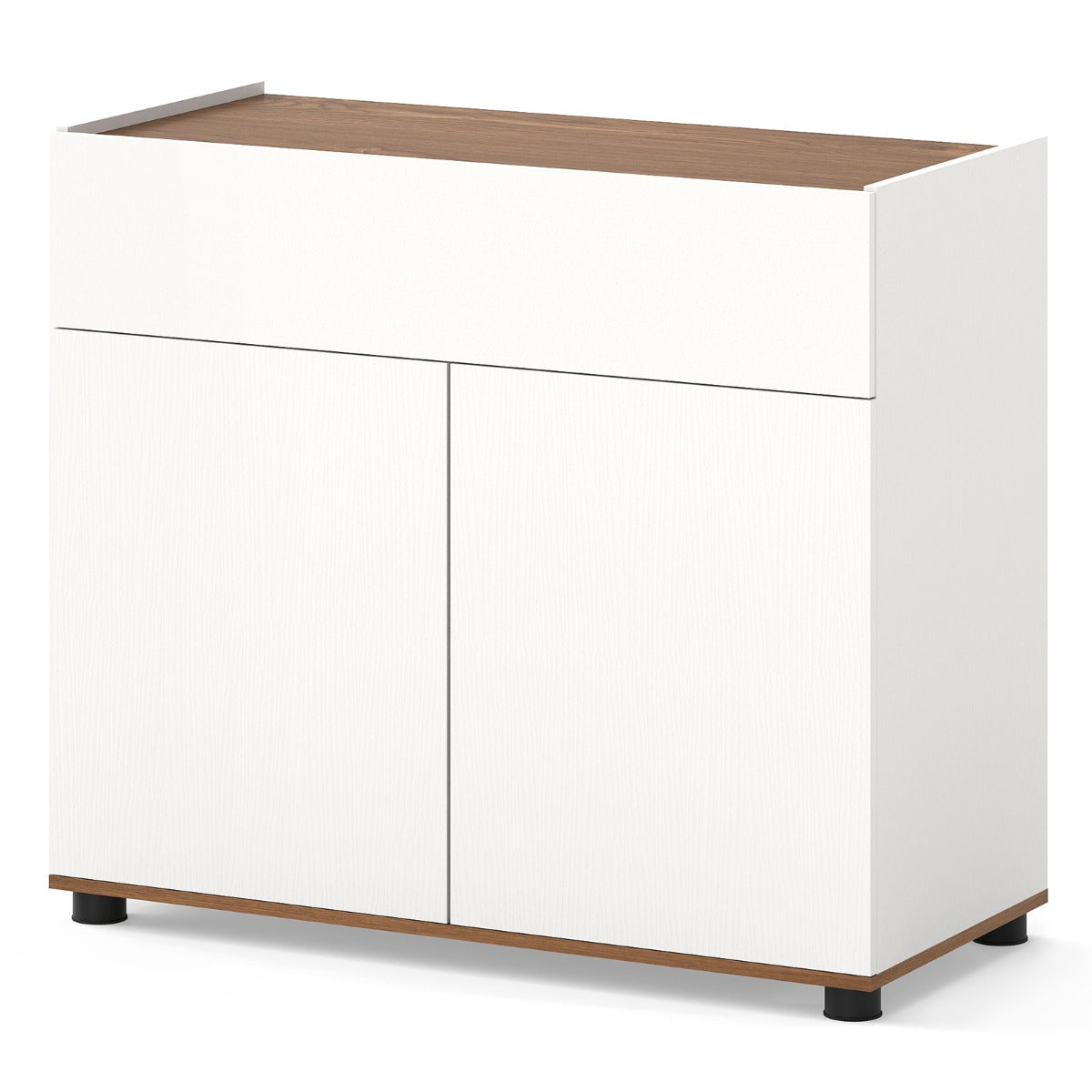 Livsk costway dressoir met opbergruimte houten koffietafel met een lade en twee deuren wit 1 1