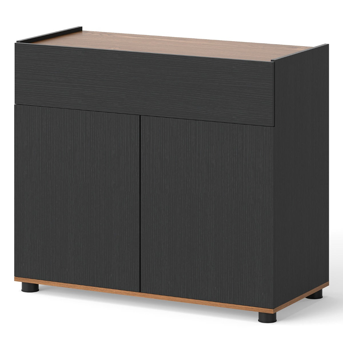 Livsk costway dressoir met opbergruimte houten koffietafel met een lade en twee deuren zwart 1 1