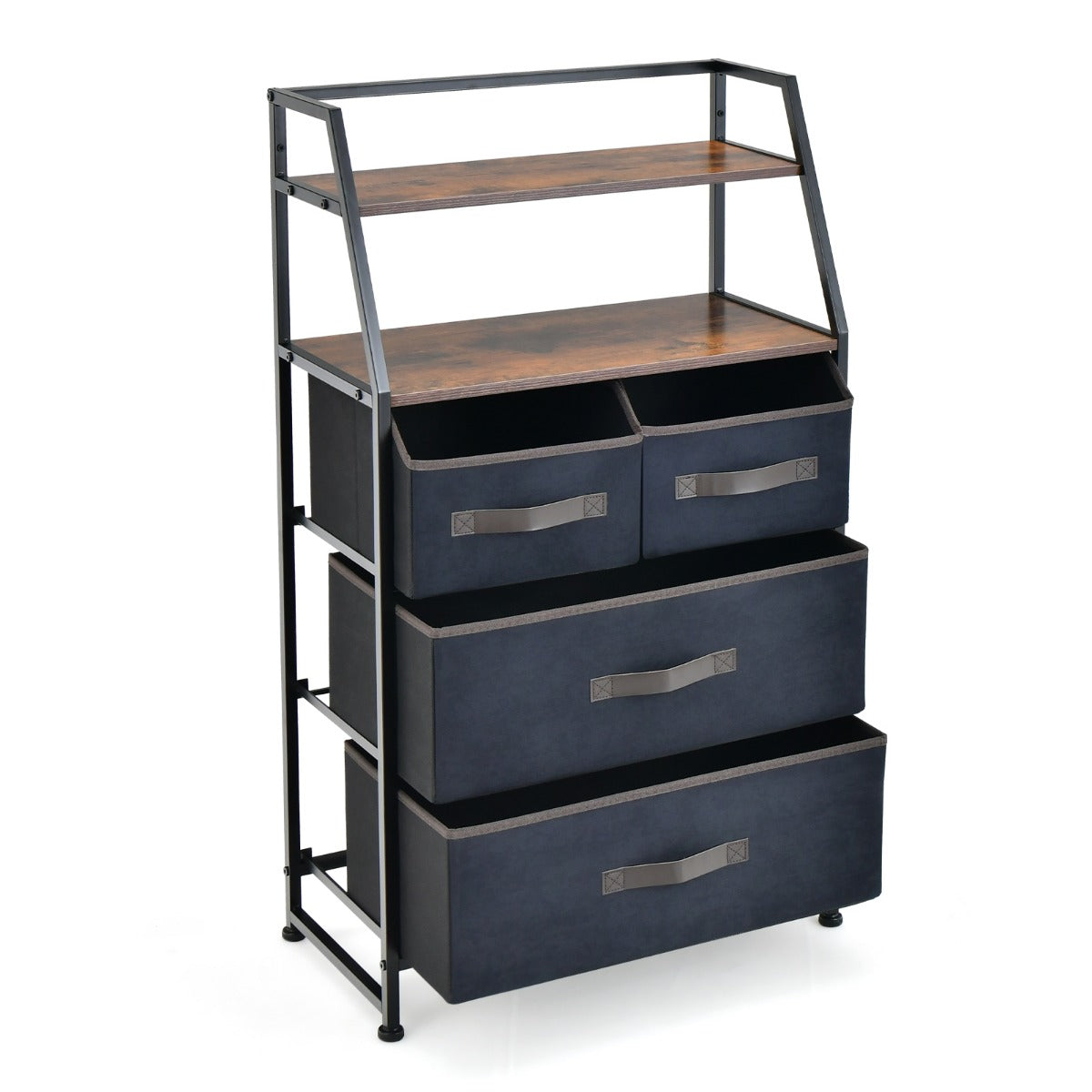 LIVSK Commode met Laden - Ruim Werkblad - Uitneembare Laden - Robuust Metaal - Kantelbeveiliging - 58 x 29 x 100 cm - Zwart +