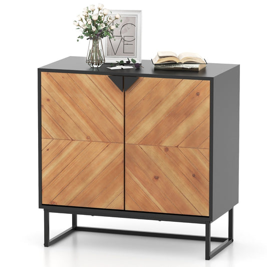 LIVSK Modern Dressoir - Ruim Bovenblad - 2 Grote Compartimenten - Nerf Dennenhout - Duurzaam - 80 x 40 x 80 cm - Wit