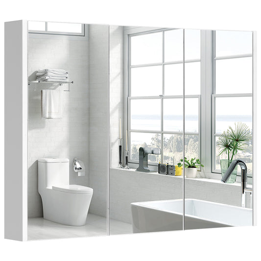 LIVSK Badkamer Hangkast met Spiegel - Hoogwaardig MDF - 3 Deuren - 2 Verstelbare Planken - Modern Design - Wit
