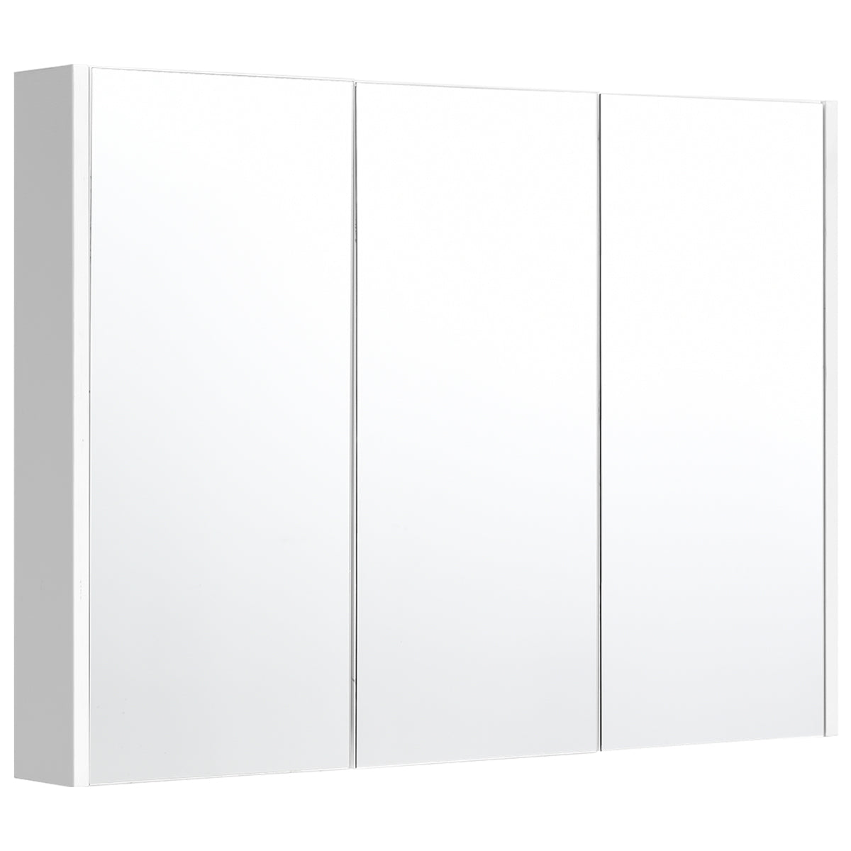LIVSK Badkamer Hangkast met Spiegel - Hoogwaardig MDF - 3 Deuren - 2 Verstelbare Planken - Modern Design - Wit