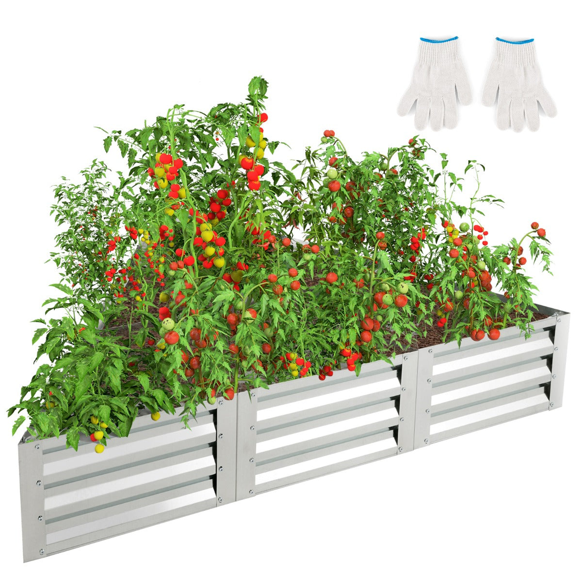 LIVSK Metalen Plantenbak Set - 6 Driehoekige Bakken - Ruime Plantcapaciteit - Gegalvaniseerd IJzer - Eenvoudig te Monteren -