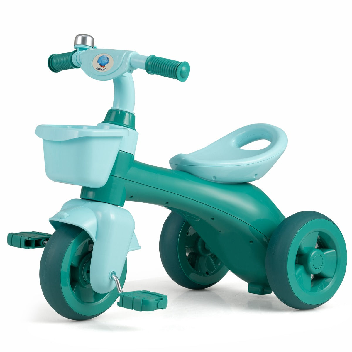 Livsk costway driewielige loopfiets voor kinderen voorzien van een stuurbegrenzer bel en ergonomisch ontworpen zadel groen