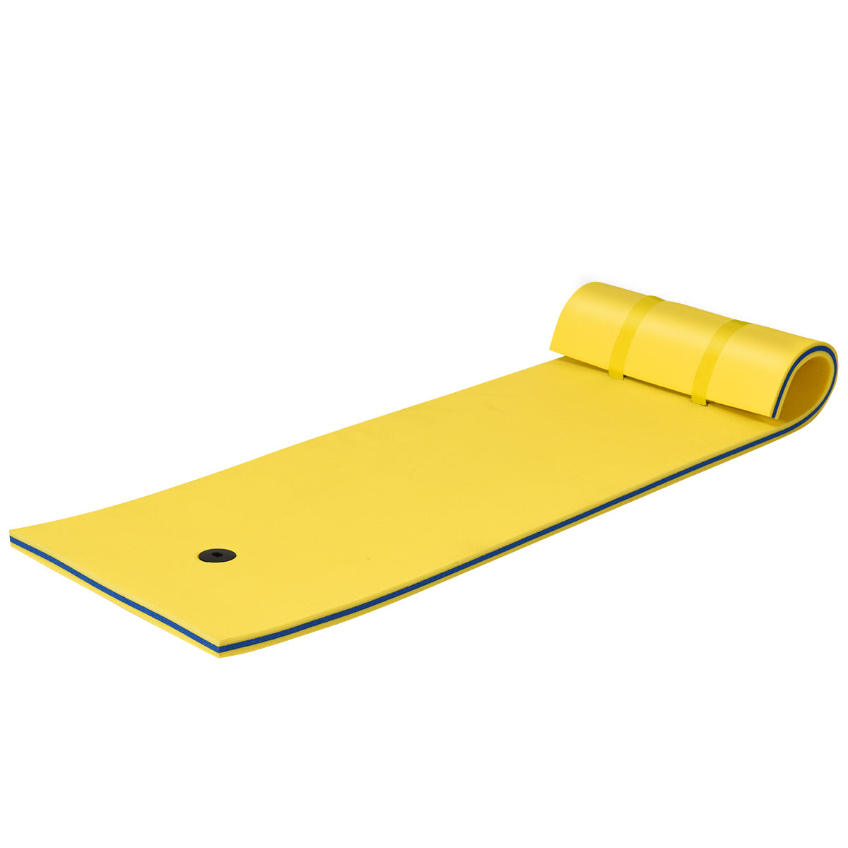 LIVSK Drijvende Watermat - 210 x 66 cm - Ondersteunend Hoofdkussen - Lichtgewicht en Oprolbaar - Draagvermogen 60 kg - Geel