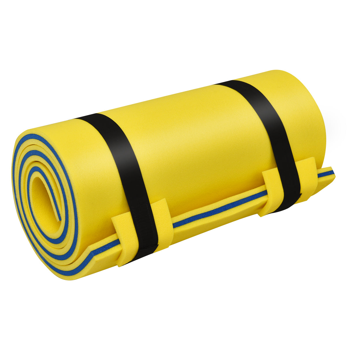 LIVSK Drijvende Watermat - 210 x 66 cm - Ondersteunend Hoofdkussen - Lichtgewicht en Oprolbaar - Draagvermogen 60 kg - Geel