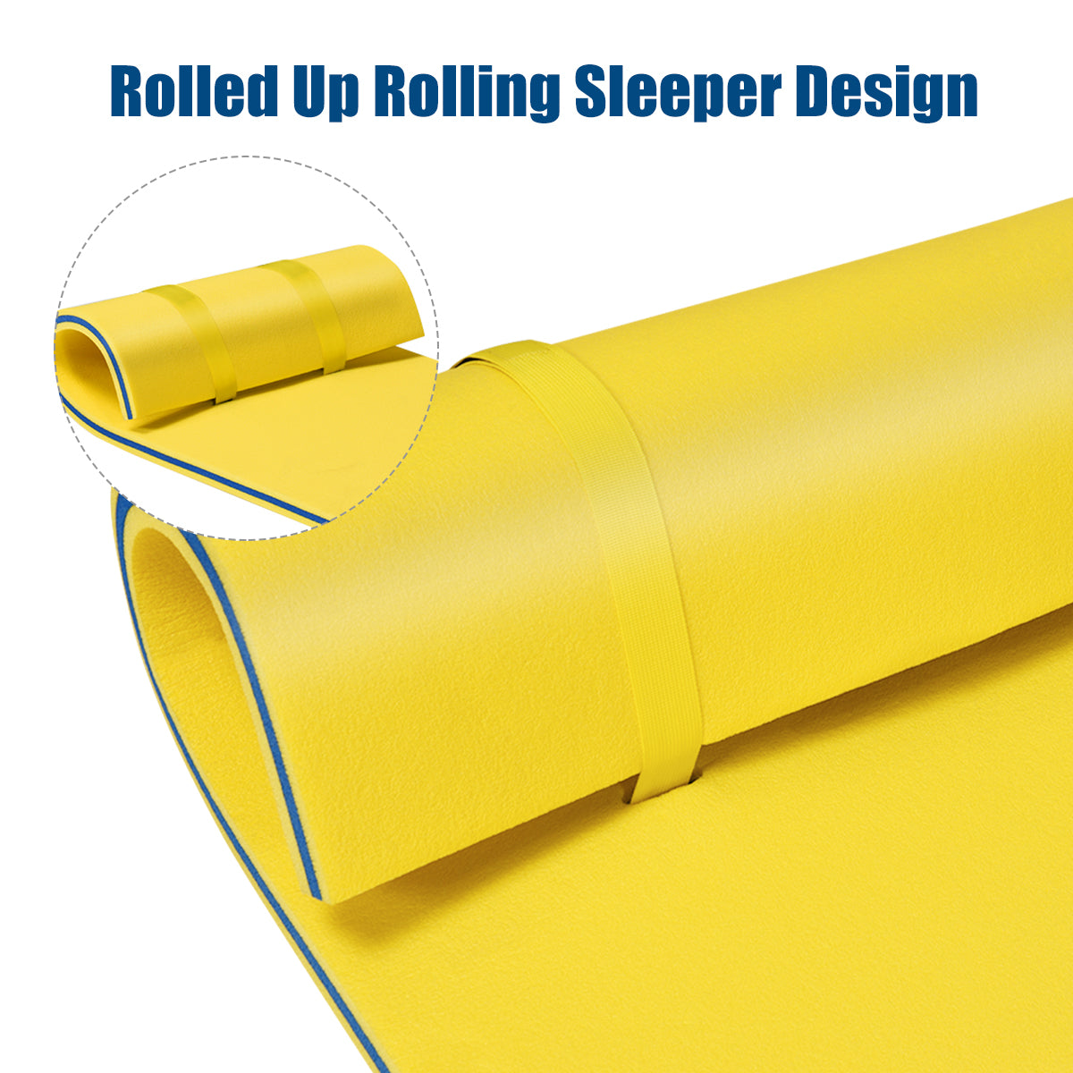 LIVSK Drijvende Watermat - 210 x 66 cm - Ondersteunend Hoofdkussen - Lichtgewicht en Oprolbaar - Draagvermogen 60 kg - Geel