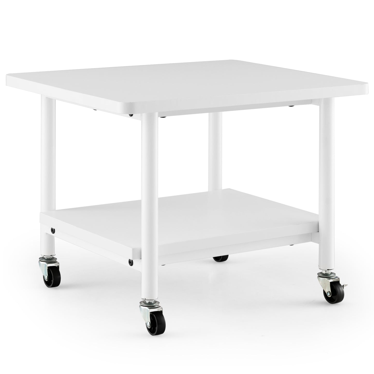 LIVSK Printertafel - 2 Niveaus - Vergrendelbare Wielen - Duurzaam en Waterdicht - Tot 55 kg - Wit