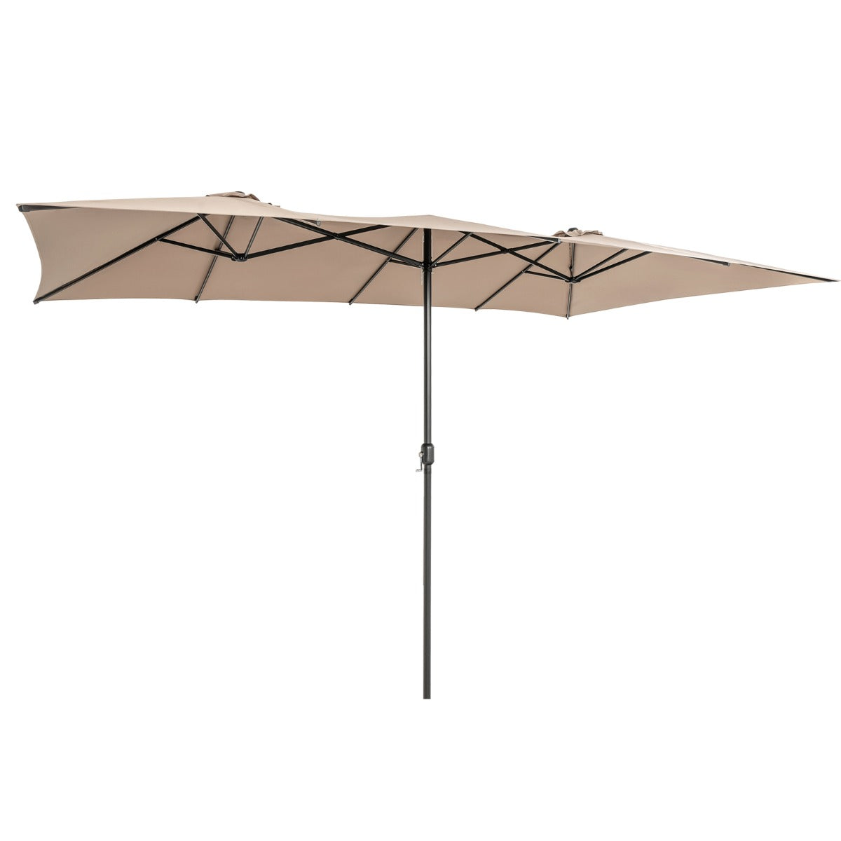 LIVSK Dubbelzijdige Parasol met Zwengel - UV-Bescherming - Geventileerde Top - 426 x 265 x 260 cm - Grijs