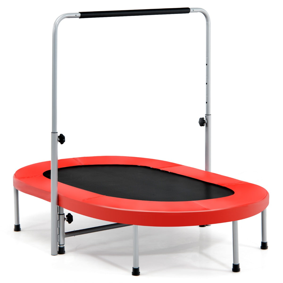 LIVSK Dubbele Trampoline - Geschikt voor 2 Personen - 32 Sterke Veren - Verstelbaar Handvat - Tot 150 kg - Rood