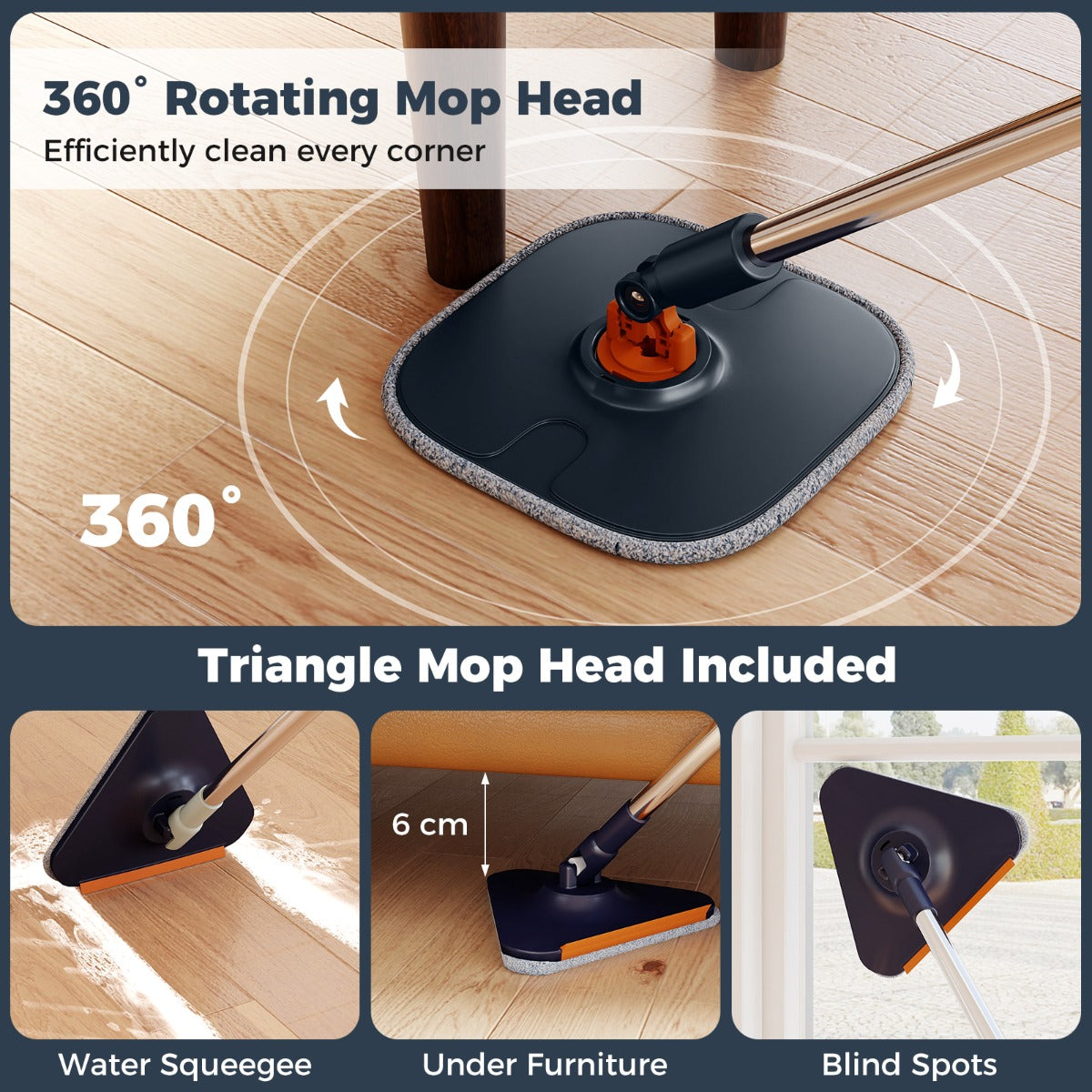 Livsk costway dweil en emmerset met wringer 2 koppen 9 microvezeldoeken nat en droog reinigen marineblauw marineblauw