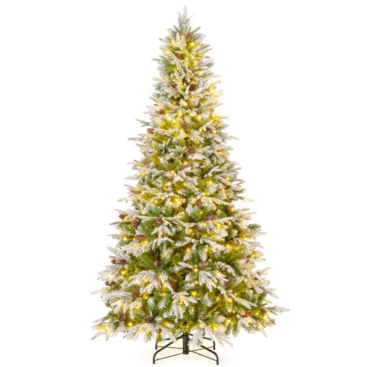 Livsk costway een 225 cm hoge verlichte kerstboom met een scharnierconstructie