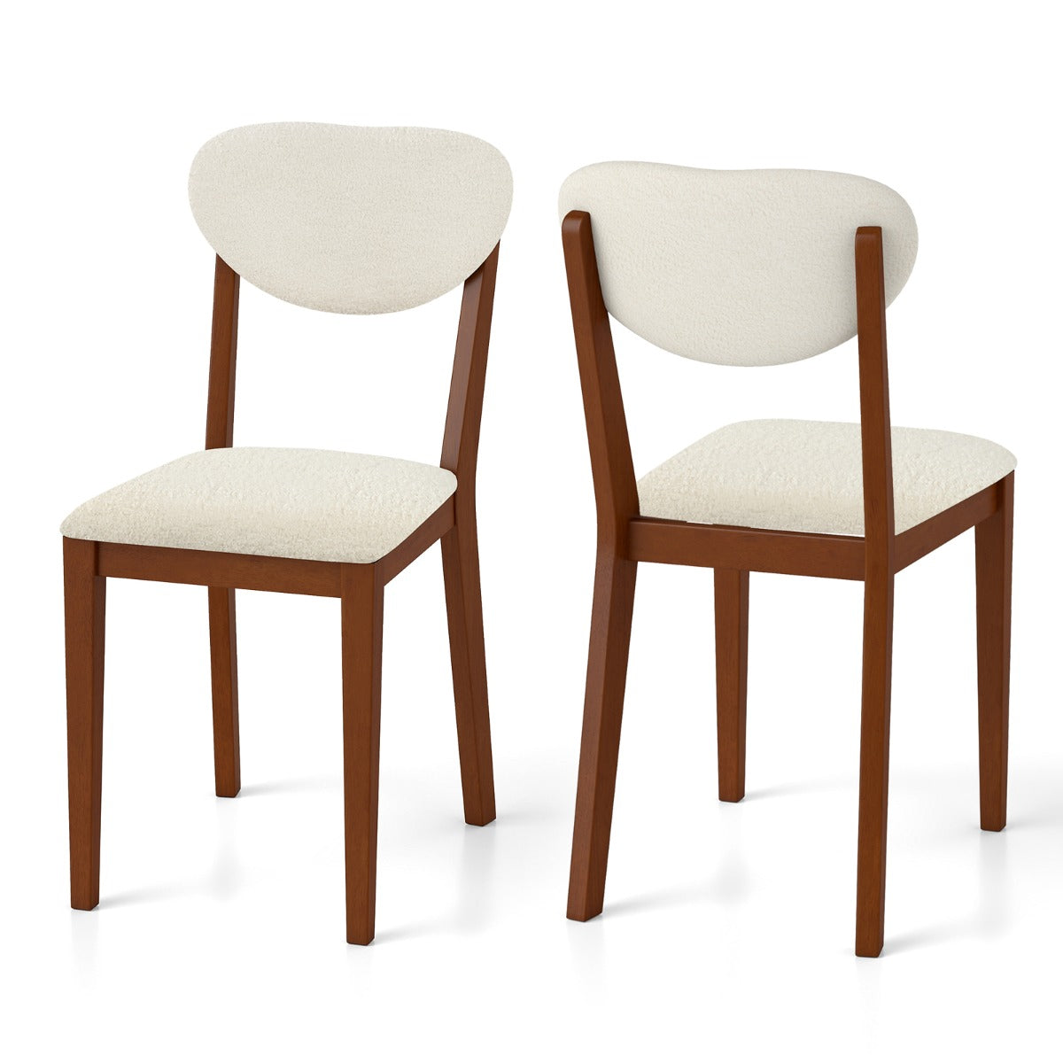 Livsk costway eetkamerset met 2 stoelen en rechthoekige tafel rustieke stijl met gewatteerde zittingen en rubberhouten poten voor kleine ruimtes 3