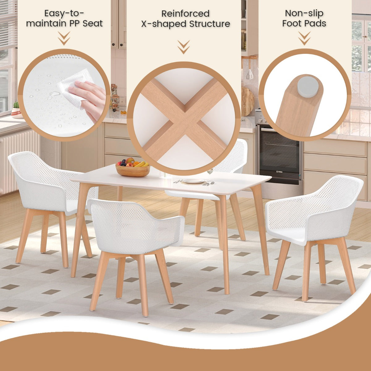 Livsk costway eetkamerstoel set van 2 keukenstoelen interieurdecoratiestoel 2