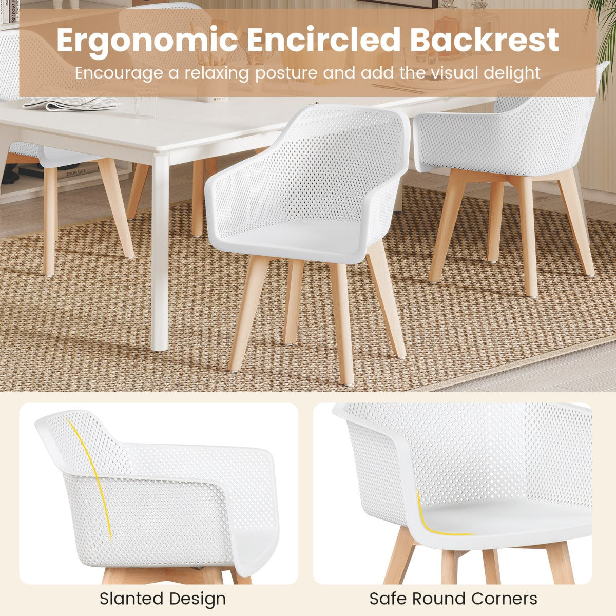 Livsk costway eetkamerstoel set van 2 keukenstoelen interieurdecoratiestoel 3