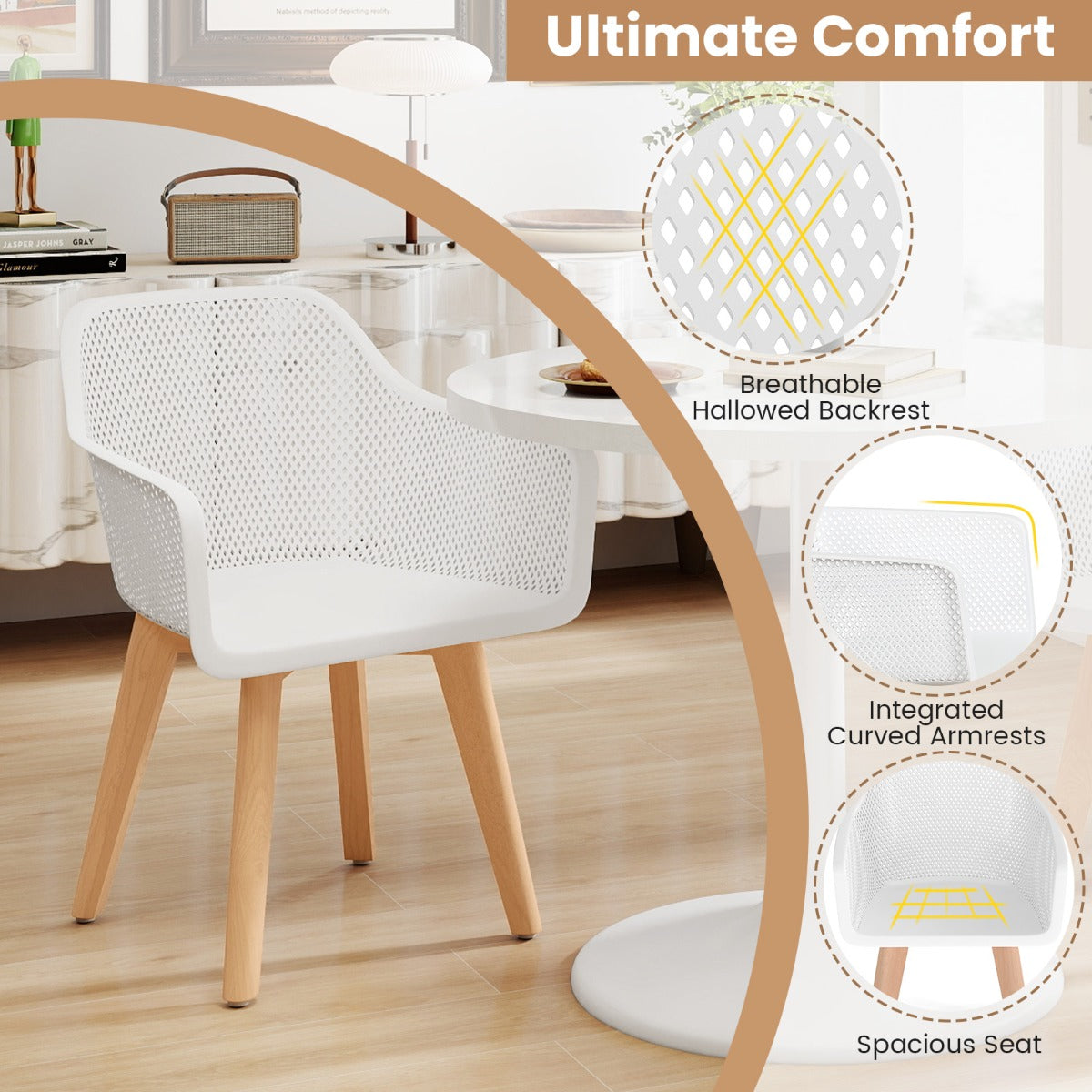 Livsk costway eetkamerstoel set van 2 keukenstoelen interieurdecoratiestoel 4