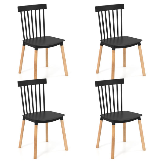 LIVSK Windsor Eetkamerstoelen Set van 4 - Beukenhouten Poten - Ergonomisch - Antislip - Tot 150 kg - Zwart