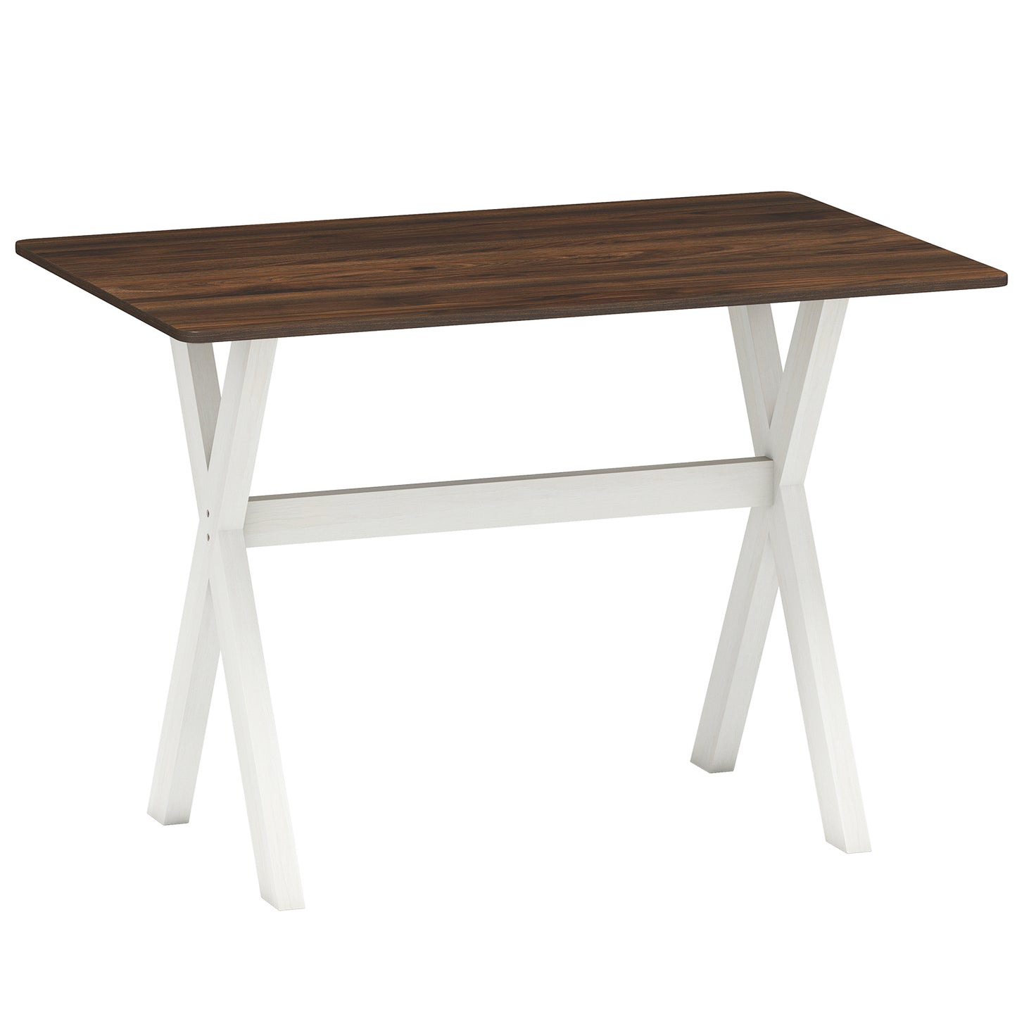 LIVSK Eettafel - X-vormig Frame - 110 x 71 cm - Duurzaam Rubberhout - Elegant Houtnerf - Tot 100 kg - Notenhout