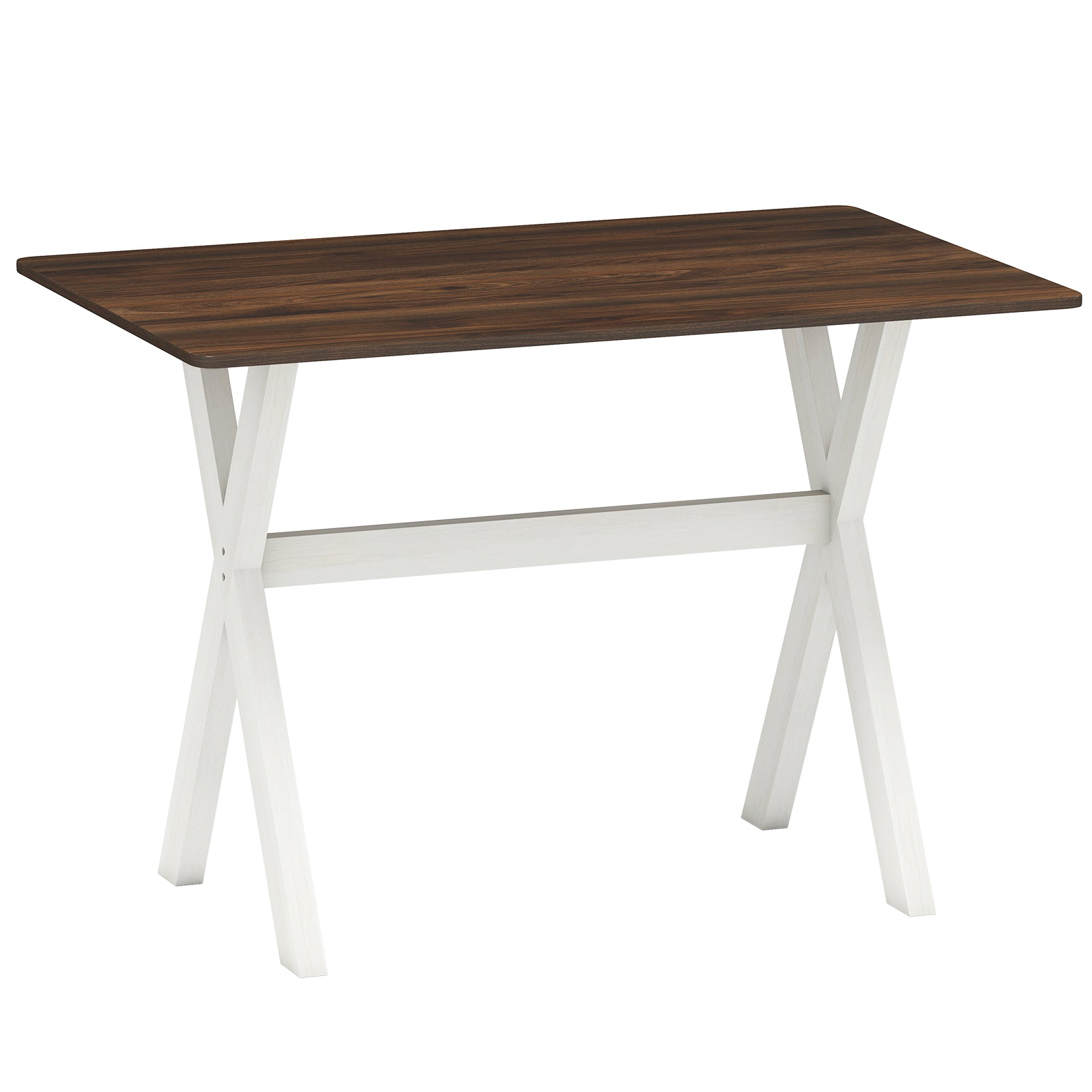 LIVSK Eettafel - X-vormig Frame - 110 x 71 cm - Duurzaam Rubberhout - Elegant Houtnerf - Tot 100 kg - Notenhout