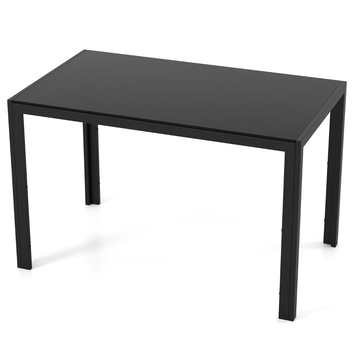 LIVSK Moderne Eettafel voor 4 Personen - Groot Glazen Tafelblad - Gepoedercoat Metaal - Eenvoudig Onderhoud - 120 x 70 x 75 cm -