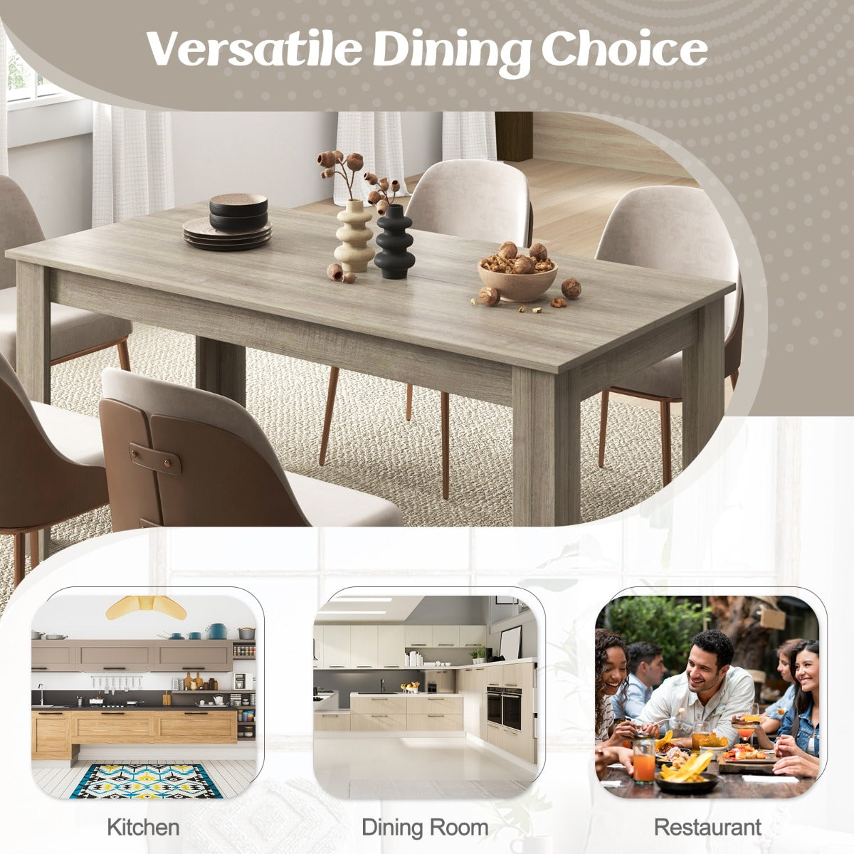 LIVSK Eettafel van Hout 160 x 80 x 77 cm - Voor 6-8 Personen - Stabiele L-vormige Poten - Multifunctioneel - Houtkleur