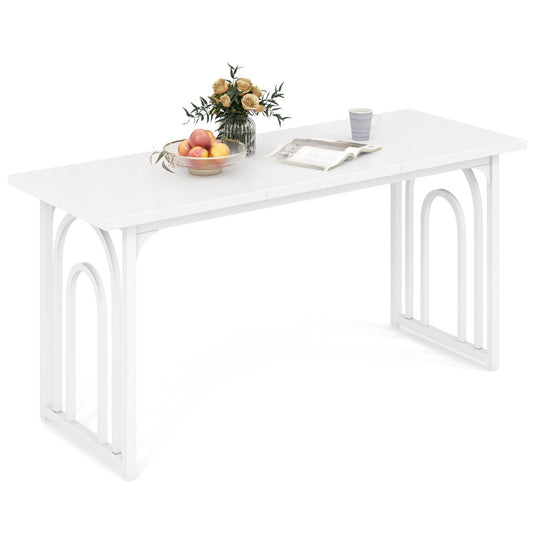 LIVSK Eettafel Modern - Ruim 160 x 60 cm - Geschikt voor 6-8 Personen - Gepubliceerd Metaal - Waterbestendig - Wit