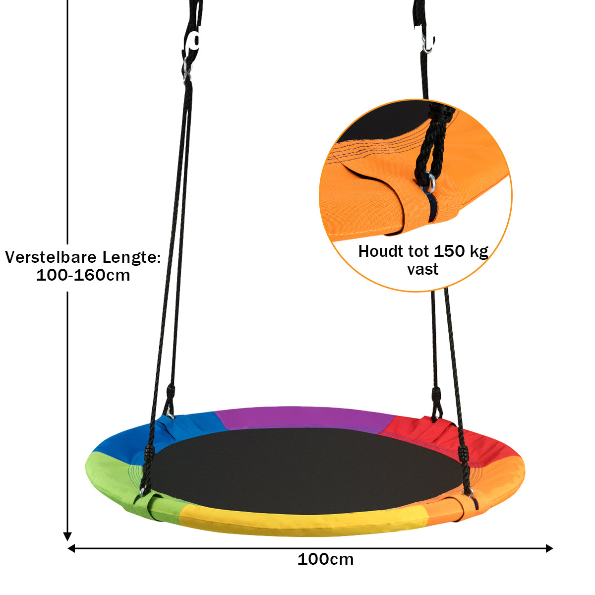 Livsk costway elastische schommels voor buitenparken en schommels met slijtvaste bekleding voor kinderdagverblijven schommels voor twee personen van staal en kleurrijke schommels voor kinderdagverblijven 3