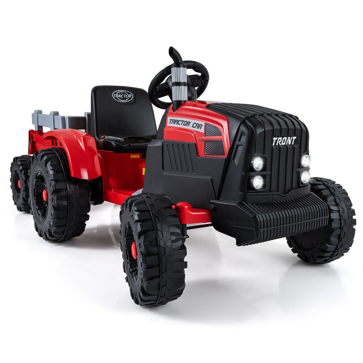 Livsk costway elektrisch kindervoertuig kindertractor met afneembare aanhanger rood