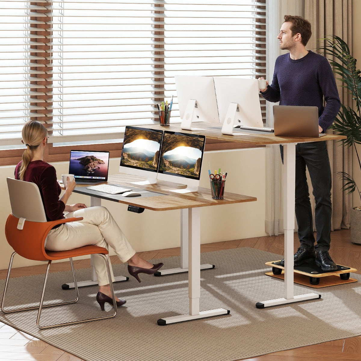 LIVSK Elektrisch Zit-sta-bureau - In Hoogte Verstelbaar - Ergonomisch - Elektrisch Verstelbaar - Naturel