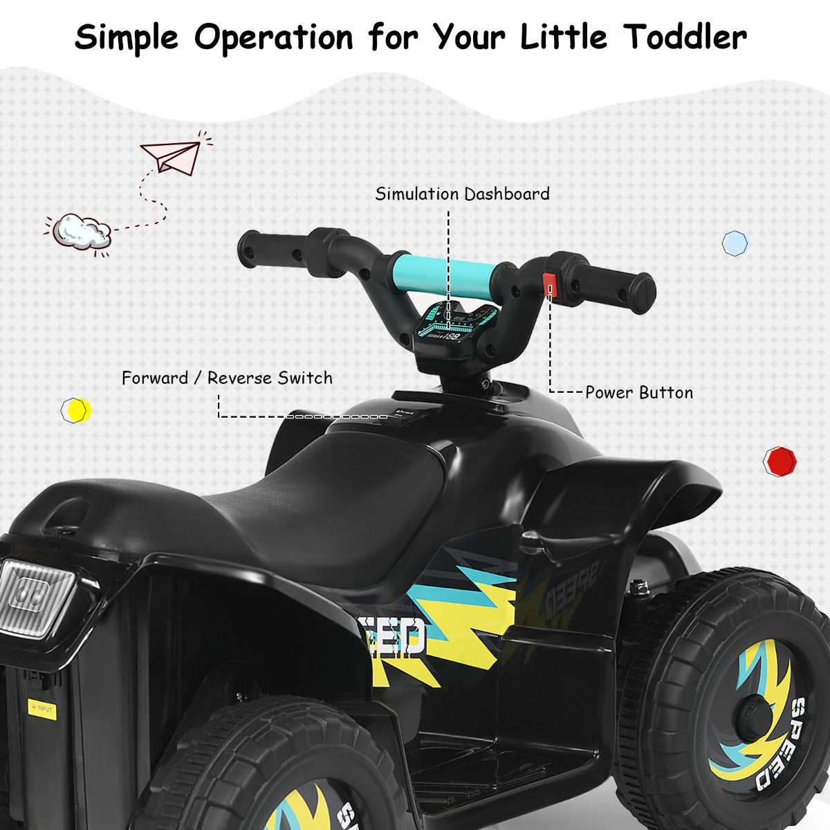 LIVSK Elektrische Quad ATV - Vooruit/Achteruit Schakelaar - Slijtvaste Wielen - Oplaadbaar - Comfortabele Zitting - Blauw