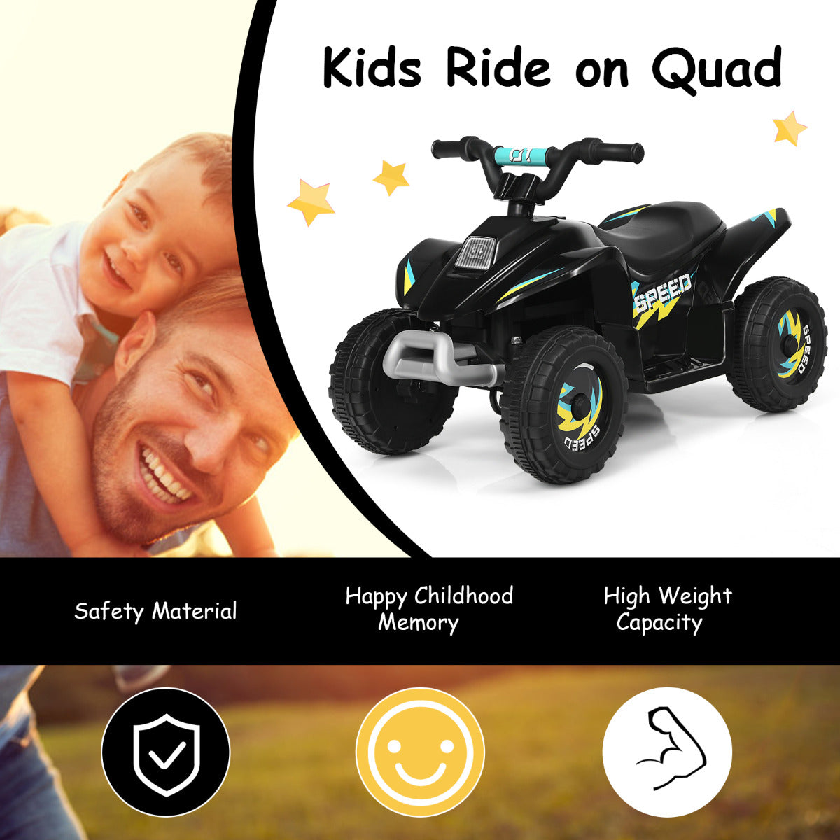 LIVSK Elektrische Quad ATV - Vooruit/Achteruit Schakelaar - Slijtvaste Wielen - Oplaadbaar - Comfortabele Zitting - Blauw