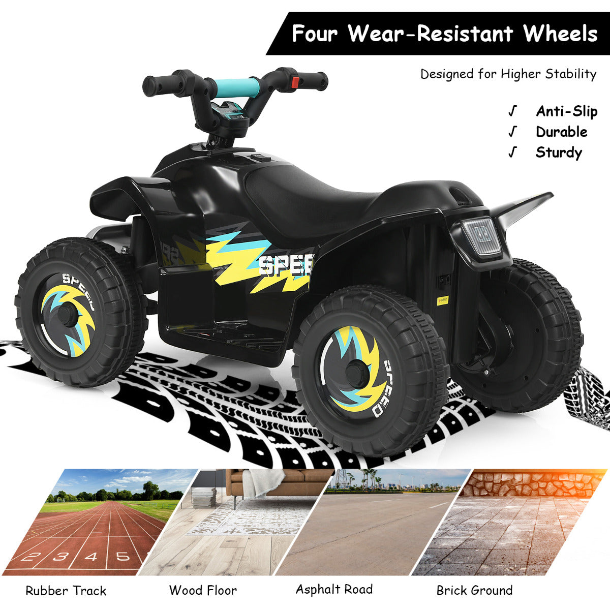 LIVSK Elektrische Quad ATV - Vooruit/Achteruit Schakelaar - Slijtvaste Wielen - Oplaadbaar - Comfortabele Zitting - Blauw