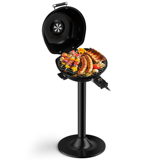 Livsk costway elektrische barbecue draagbare staande grill met verwijderbaar antiaanbakrooster zwart