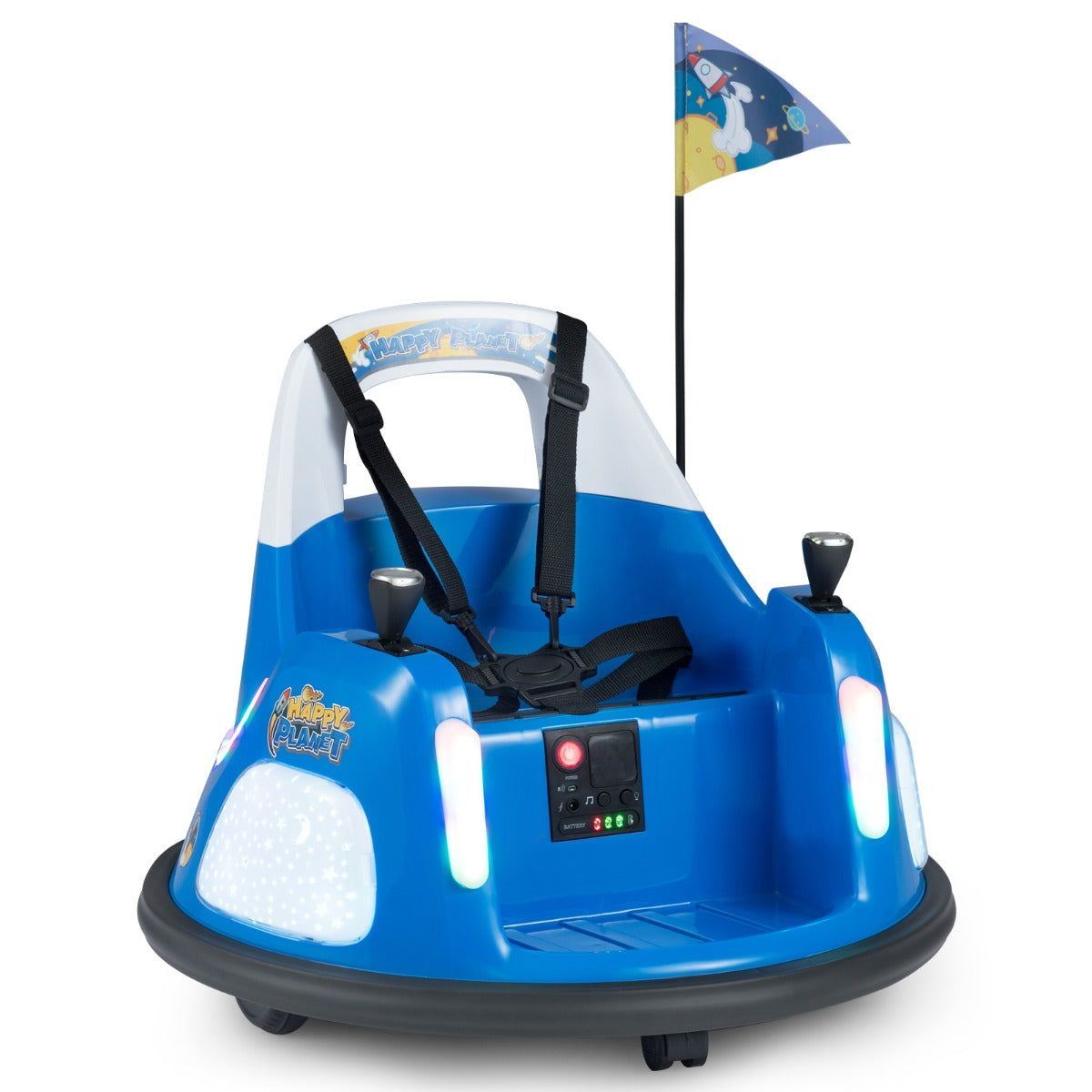 Livsk costway elektrische botsauto voor kinderen met knipperende lichten afstandsbediening en dubbele joysticks 360 draaibaar marineblauw 1 1